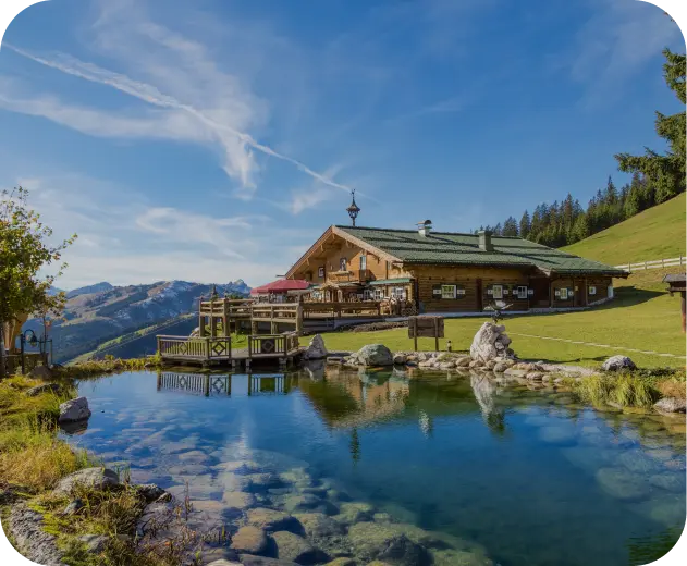 Exemple d'un hébergement à la montagne, un chalet au bord d'un ruisseau