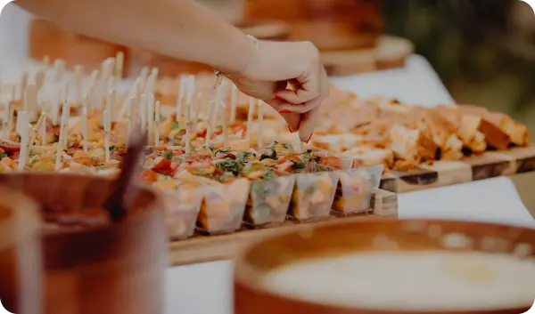 Bouchées pour un cocktail d'entreprise