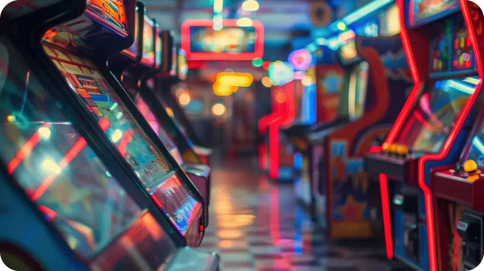 soirée avec des bornes d'arcade